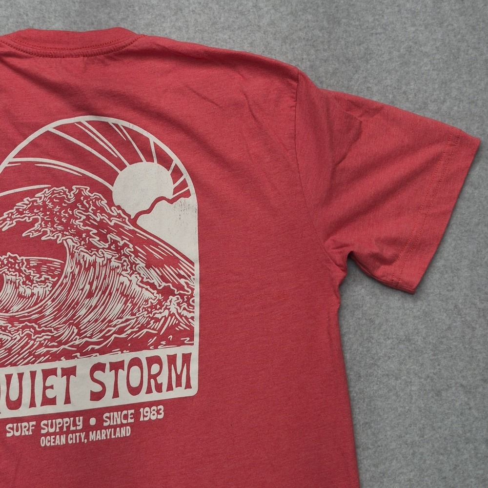 Quiet Storm T-Shirt Mens M Red Heathered Ocean Graphic Logo Surf Supply - Picture 14 of 16